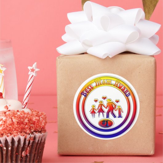 最高の母賞レインボー・ファミリー ラウンドシール (パーティー)