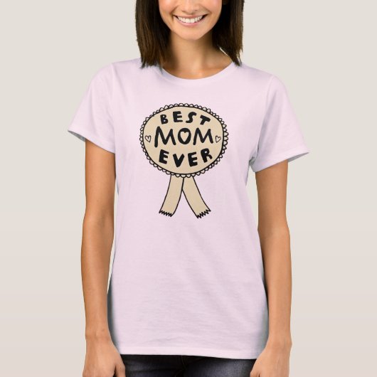 最高の母賞 手描きの母の日リボン Tシャツ (正面)