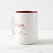 最高の母赤いハートエレガント ツートーンマグカップ (正面左)