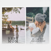 最高の母2カスタム枚コラージュ母 フリースブランケット (正面(横))