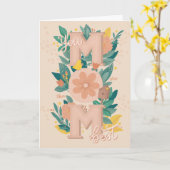 最高の母。かわいいフローラガーデンレタリングママの日 カード (黄色い花)