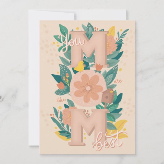 最高の母。かわいいフローラガーデンレタリングママの日 シーズンカード (正面)