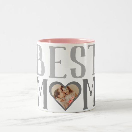 最高の母 |かわいい1フォトハッピーマザーズの日 ツートーンマグカップ (中央)