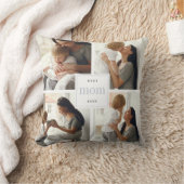 最高の母 |グレーとホワイトキッズフォトコラージュ クッション (ブランケット)