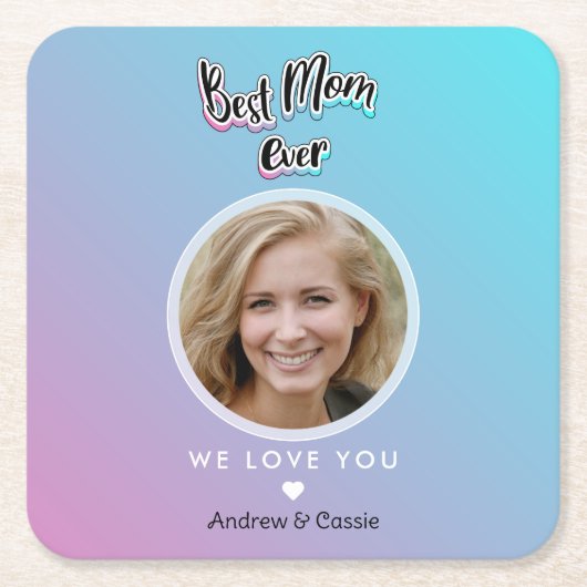 最高の母 スクエアペーパーコースター (正面)