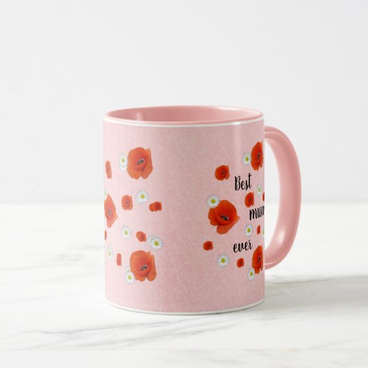 最高の母 – デイジーとケシカスタムス マグカップ (正面右)