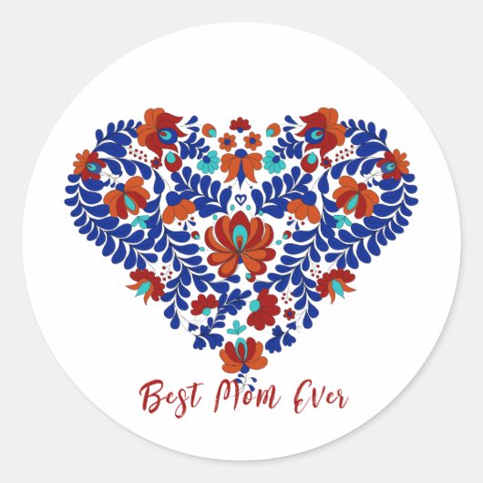 最高の母 |ハンガリーヴィンテージマティオギフトアイディア ラウンドシール (正面)