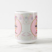最高の母 - ピンクの花のカスタムネーム コーヒーマグカップ (中央)