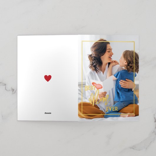 最高の母 |フォトマザーのDay Foil Card 箔グリーティングカード (外側レイダウン)