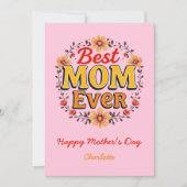 最高の母 | フローラリース | かわいい母の日 カード (正面)