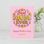 最高の母 | フローラリース | かわいい母の日 カード (スタンド正面)