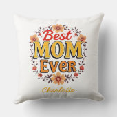 最高の母 | フローラリース | かわいい母の日 クッション (裏面)