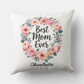 最高の母 | フローラリース | かわいい母の日 クッション (裏面)
