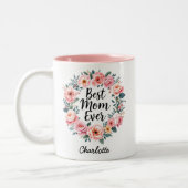 最高の母 | フローラリース | かわいい母の日 ツートーンマグカップ (左)
