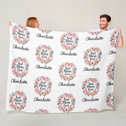 最高の母 | フローラリース | かわいい母の日 フリースブランケット (インサイチュ)