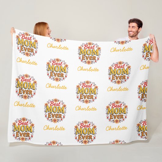 最高の母 | フローラリース | かわいい母の日 フリースブランケット (インサイチュ)