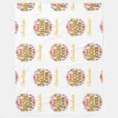 最高の母 | フローラリース | かわいい母の日 フリースブランケット (正面)