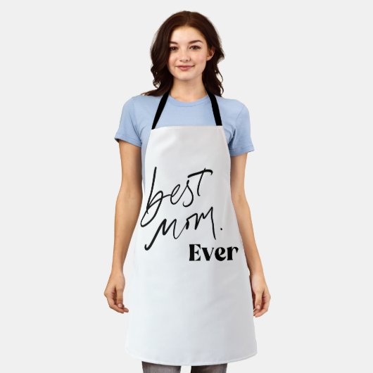 最高の母 |可愛い手書きおもしろい エプロン (着用した状態)