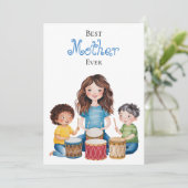 最高の母 子供 音楽 アート デザイン カード (スタンド正面)