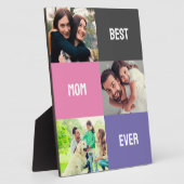 最高の母 |母の日3写真コラージュ フォトプラーク (側面)