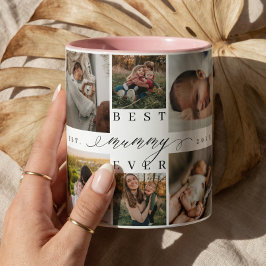 最高の母 |母の日8写真コラージュ ツートーンマグカップ