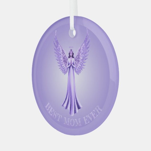 最高の母 | 紫と薄紫のクリスマス ガラスオーナメント (正面左)