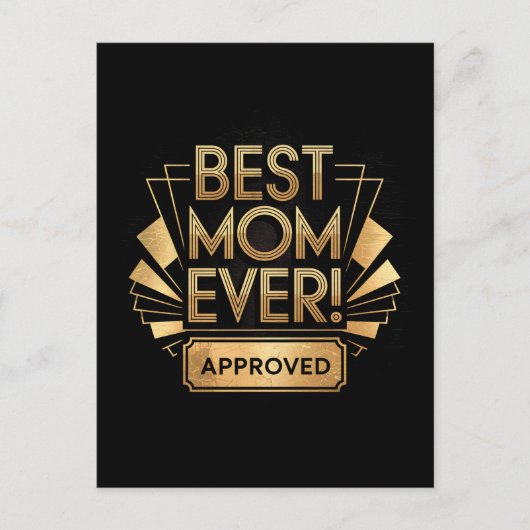 最高の母、認定 - ゴールド テキスト デザイン ポストカード (正面)