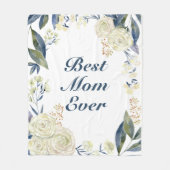 最高の母 |青かわいらしフローラ母の日 フリースブランケット (正面)