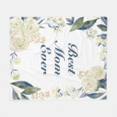 最高の母 |青かわいらしフローラ母の日 フリースブランケット (正面(横))