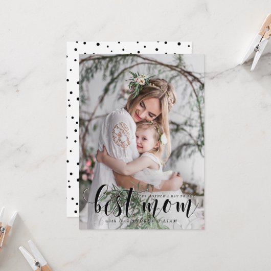 最高の母 |黒モダン書母の日 カード (正面/裏面インサイチュ)