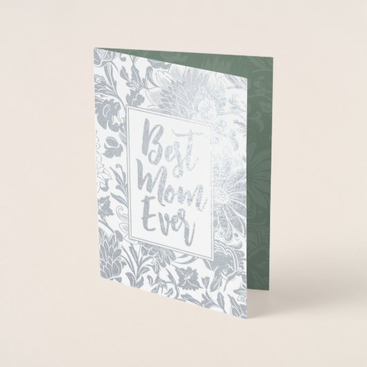 最高の母 | Sage Green |フローラ母の日 箔カード (正面)