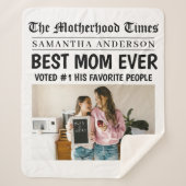 最高の母Ever新聞名前をカスタムする&写真 シェルパブランケット (正面)