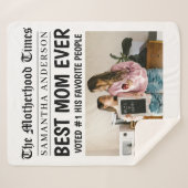 最高の母Ever新聞名前をカスタムする&写真 シェルパブランケット (正面(横))