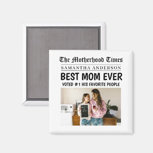 最高の母Ever新聞名前をカスタムする&写真 マグネット (正面/裏面)