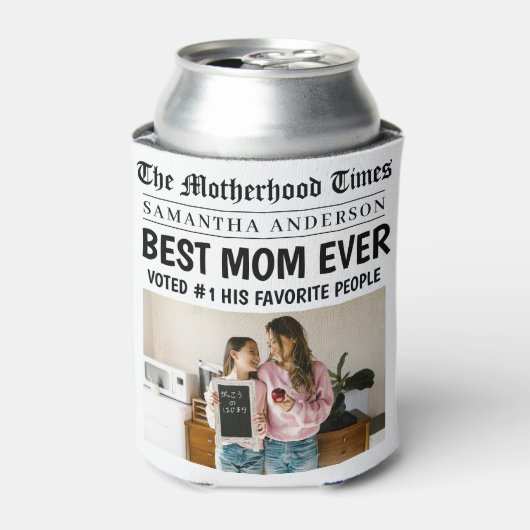 最高の母Ever新聞名前をカスタムする&写真 缶クーラー (缶正面)