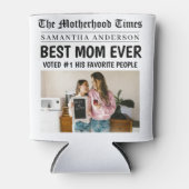 最高の母Ever新聞名前をカスタムする&写真 缶クーラー (正面)