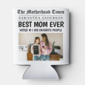 最高の母Ever新聞名前をカスタムする&写真 缶クーラー (裏面)