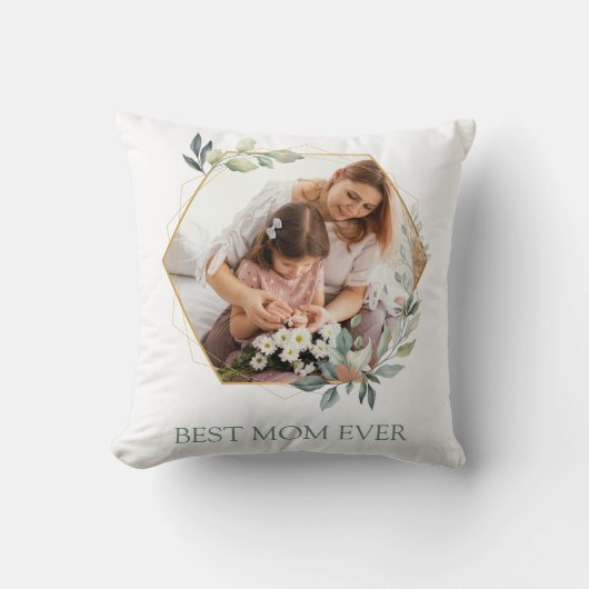 最高の母Ever 2写真ユーカリ水色 クッション (正面)