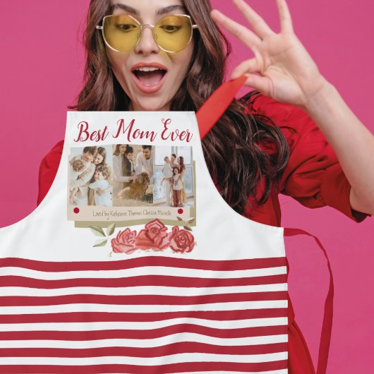 最高の母Ever 3フォトコラージュの母モダン日 エプロン