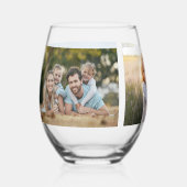 最高の母Ever, 3枚の写真，パーソナライズされたカスタム ステムなしワイングラス (正面)