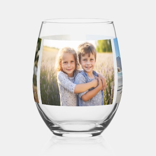 最高の母Ever, 3枚の写真，パーソナライズされたカスタム ステムなしワイングラス (左)