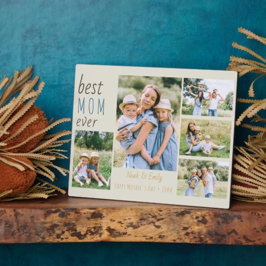 最高の母Ever 5写真コラージュパーソナライズされた石 フォトプラーク (側面)