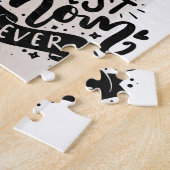 最高の母Ever Blackレタリング写真Mommy Day Gift ジグソーパズル (側面)