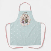 最高の母Ever Photoピンクフローラリースブルー エプロン (正面)