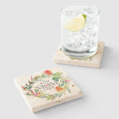 最高の母Ever-Waterカラーフラワーズリース ストーンコースター (横)