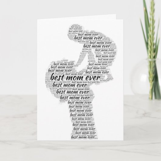 最高の母Ever Word Art Mothers Day白黒 カード (正面)