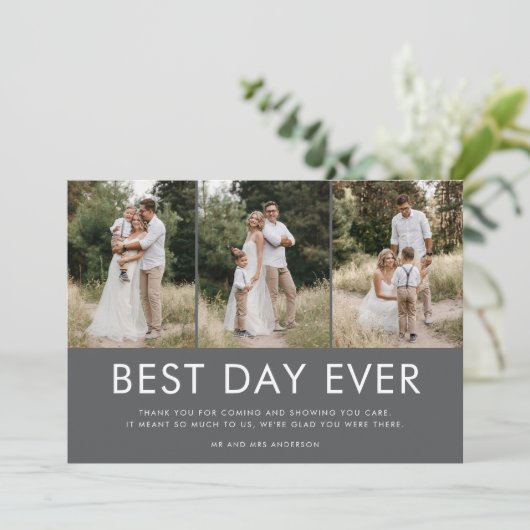 最高の毎日3枚の写真に結婚感謝 サンキューカード (スタンド正面)