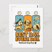 最高の毎日 – おもしろい犬漫画はがき ポストカード (正面/裏面)