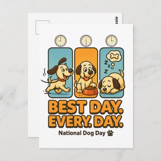 最高の毎日 – おもしろい犬漫画はがき ポストカード (正面/裏面)