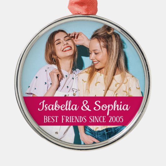 最高の永遠モダンBFFフォトトレンディー メタルオーナメント (正面)